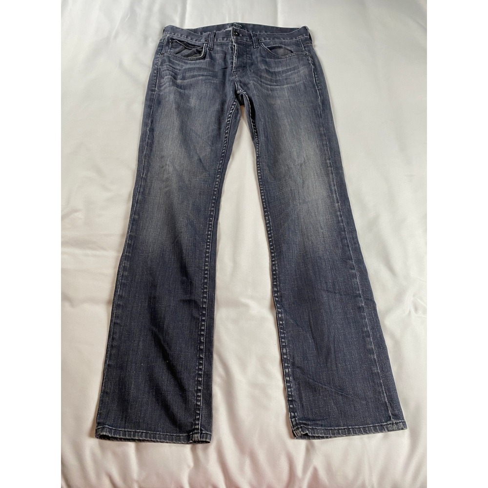 Hudson Straight Leg Jeans Mens Gray Excellent Faded Dark Wash Stretch Denim